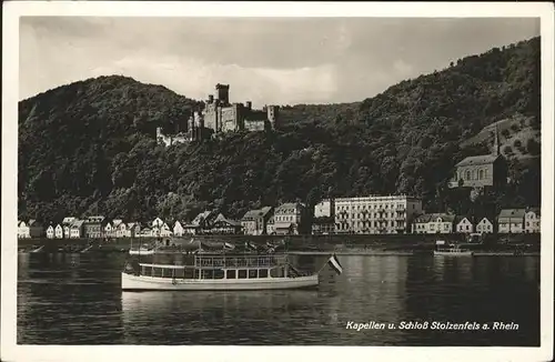 Stolzenfels Kapellen Schloss Schiff / Koblenz Rhein /Koblenz Stadtkreis