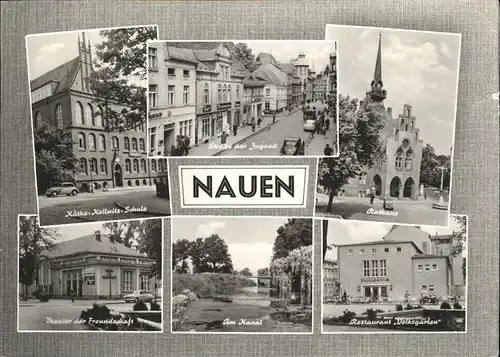 Nauen Havelland Strasse der Jugend Rathaus Kaethe-Kollwitz-Schule Restaurant Volksgarten / Nauen /Havelland LKR