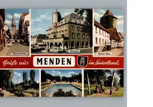 Menden Sauerland Bahnhofstr., Schwimmbad, Rathaus / Menden (Sauerland) /Maerkischer Kreis LKR