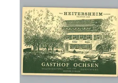Heitersheim Werbe-Karte, Gasthof Ochsen / Heitersheim /Breisgau-Hochschwarzwald LKR