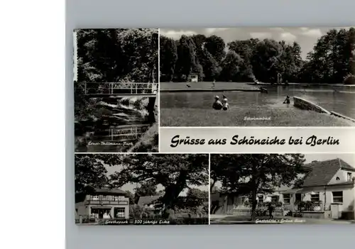 Schoeneiche Berlin Gaststaette Gruene Aue Schwimmbad / Schoeneiche /Oder-Spree LKR