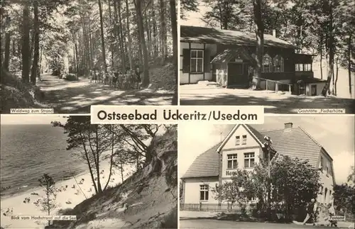 ueckeritz Usedom Waldweg Gaststaette Fischerhuette Postamt Kat. ueckeritz Usedom
