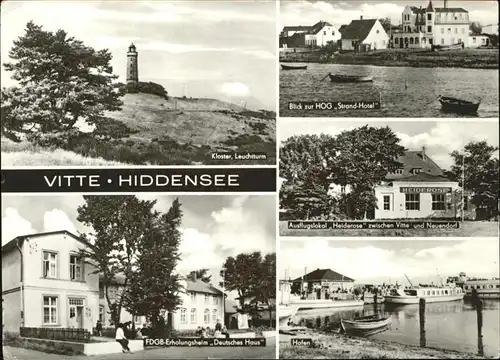 Vitte Leuchtturm HOG Strand Hotel Heiderose 
Erholungsheim Deutsches hAUS Kat. Insel Hiddensee