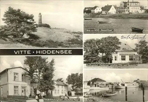 Vitte Kloster Leuchtturm HOG Strand Hotel Lokal Heiderose FDGB Erholungsheim Deutsches Haus Kat. Insel Hiddensee