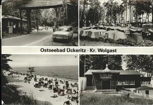 ueckeritz Usedom Wolgast Zeltplatzeinfahrt Campingplatz A 53 Fischerhuette Kat. ueckeritz Usedom