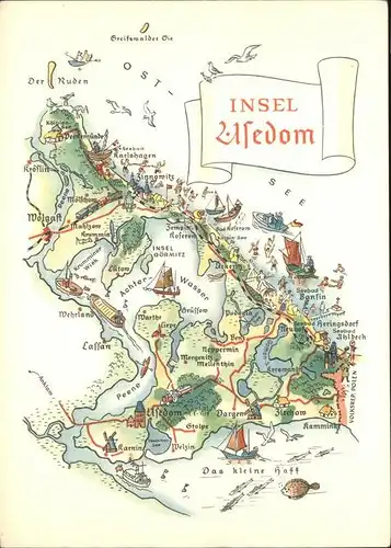 Usedom Topogr. Karte der Insel Kat. Usedom