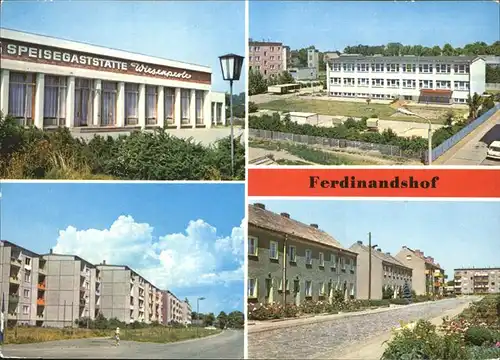 Ferdinandshof Strasse des FRiedens Konsum Gaststaette Wiesenperle Kindergarten Kat. Ferdinandshof Vorpommern