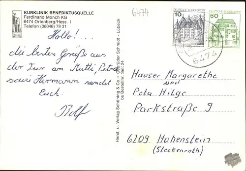 Ortenberg Hessen Kurklinik Benediktusquelle Kat. Ortenberg