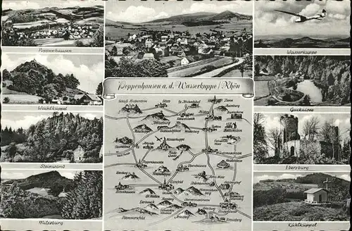 Poppenhausen Wasserkuppe Landkarte Ebersburg Kuehlkuppel Steinwand Milseburg Kat. Poppenhausen (Wasserkuppe)