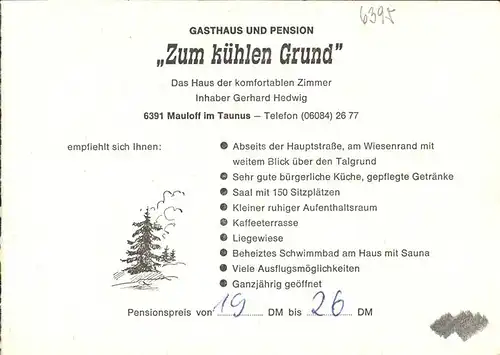 Mauloff Zum Kuehlen Grund Gasthaus Pension Kat. Weilrod