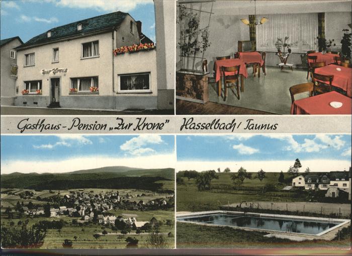 Hasselbach Taunus Gasthaus Pension Zur Krone Klappkarte Kat. Weilrod Nr
