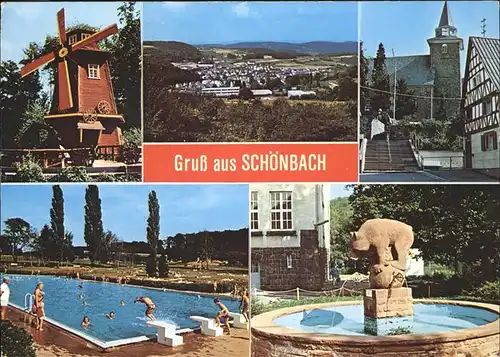 Schoenbach Dillkreis Schwimmbad Brunnen Muehle Kat. Herborn