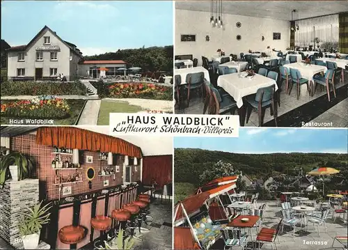 Schoenbach Dillkreis Haus Waldblick Restaurant Hausbar Terrasse Kat. Herborn