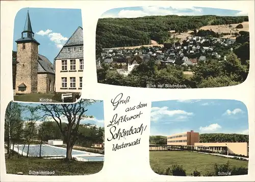 Schoenbach Dillkreis Kirche Schwimmbad Schule Kat. Herborn