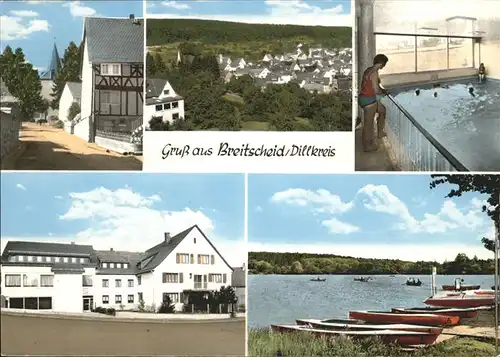 Breitscheid Hunsrueck Ufer Boote Schwimmbad Kat. Breitscheid