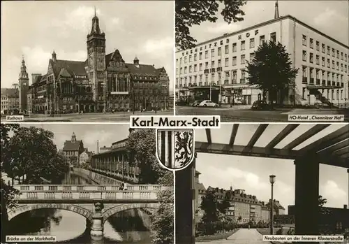 Karl-Marx-Stadt Hotel Chemnitzer Hof Rathaus Bruecke Markthalle Kat. Chemnitz