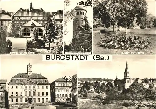 Burgstaedt Sachsen Taurastein Rathaus Ernst-Schneller-Schule / Burgstaedt /Mittelsachsen LKR