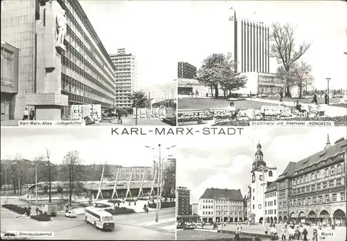 Karl-Marx-Stadt Karl-Marx-Allee Markt Stadthalle Kat. Chemnitz