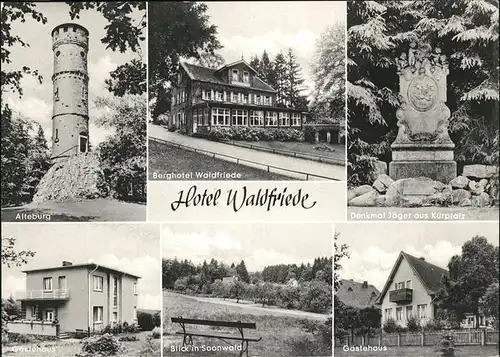 Waldfriede Bad Sobernheim Hotel Waldfriede Alteburg Denkmal Jaeger aus Kurpfalz / Bad Sobernheim /Bad Kreuznach LKR