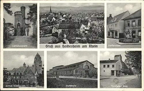 Heidesheim lennebergturm Schloss Waldhausen Markthalle Dorfbrunnen Kat. Heidesheim am Rhein