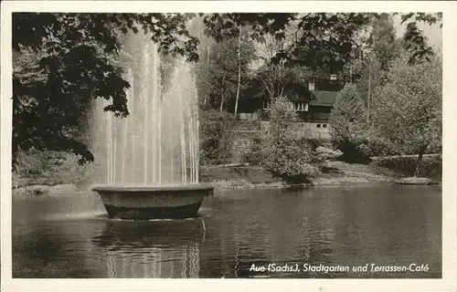 Aue Stadtgarten Terrassen Cafe Springbrunnen Kat. Aue