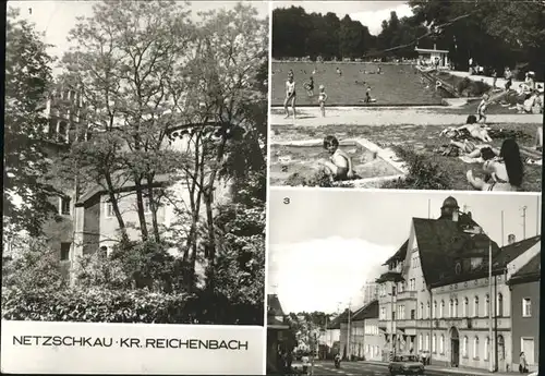 Netzschkau Freibad Rathaus Friedensplatz Kat. Netzschkau