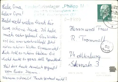 Breitenbrunn Erzgebirge Kinderferienlager Phillipp M. VEB Werkzeugfabrik Kat. Breitenbrunn Erzgebirge