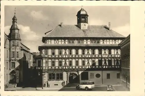 Vacha Historisches Rathaus Kleinbus Auto Fachwerk Kat. Vacha