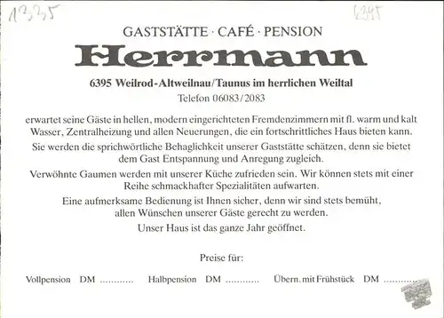 Altweilnau Gasstaette Pension Herrmann  Kat. Weilrod