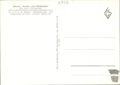 Langenthal Odenwald Gasthof Pension Zum Waldfrieden Kat. Hirschhorn (Neckar)