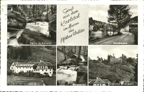 Karlstal Herrenhaus Burgruine Wilenstein Wasserfall Muehle Kat. Trippstadt