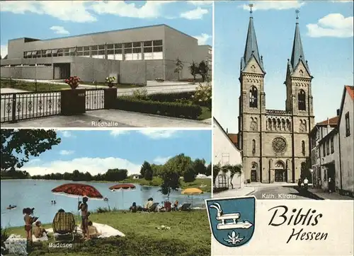 Biblis Riedhalle Badesee Kirche Kat. Biblis