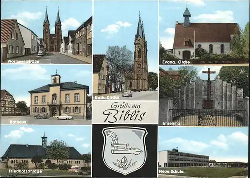 Biblis Rathaus Ehrenmal Schule Friedhofsanlage Kat. Biblis