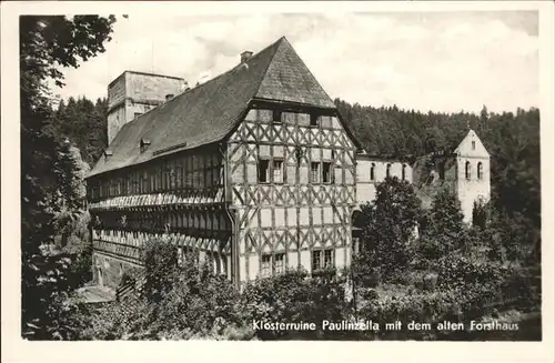 Paulinzella Klosterruine altes Forsthaus Fachwerk Kat. Rottenbach Thueringen