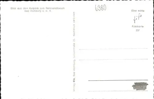 Bad Homburg Hoehe Parksanatorium Kat. Bad Homburg v.d. Hoehe