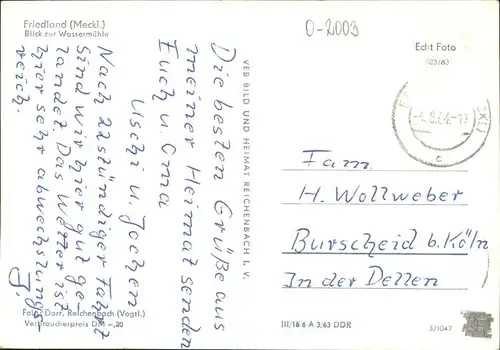pw08240 Friedland Mecklenburg Wassermuehle Kategorie. Friedland Alte Ansichtskarten