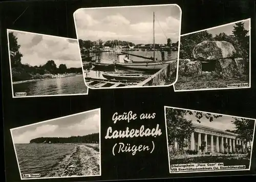 Lauterbach Ruegen Huenengraeber Strand Haus Goor Hafen Kat. Putbus