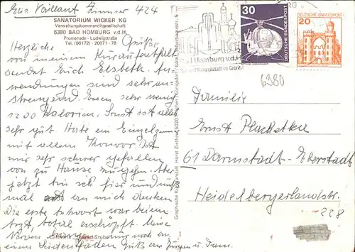 Bad Homburg Hoehe Sanatorium Wicker KG Kat. Bad Homburg v.d. Hoehe