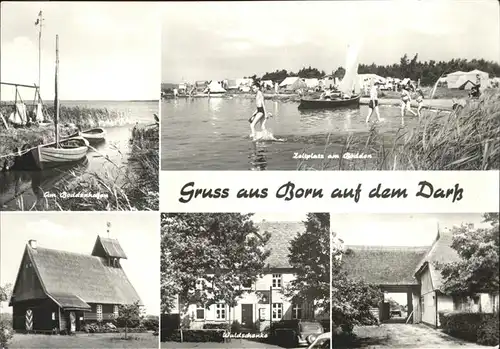 Born Darss Boddenhafen Zeltplatz am Bodden Waldschenke Kirche Kat. Born Darss