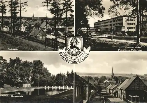 Elbingerode Harz Teilansicht Diakonissen Mutterhaus Neuvandsburg Badeanstalt Torstrasse Stadtwappen Kat. Elbingerode Harz