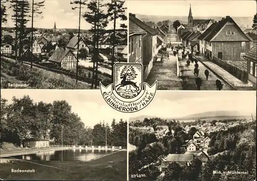 Elbingerode Harz Teilansicht Badeanstalt Torstrasse Blick vom Muehlental Stadtwappen Kat. Elbingerode Harz