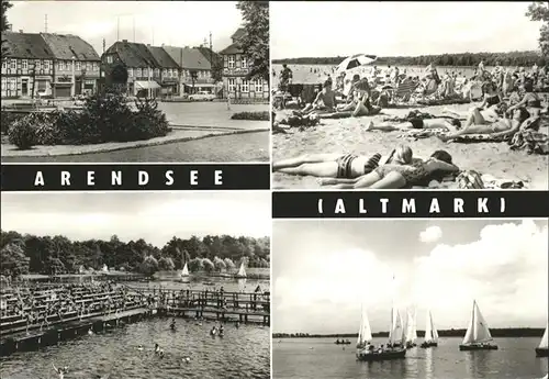 Arendsee Altmark Teilansicht Strandleben Arendsee Strandbad Segelboote Kat. Arendsee