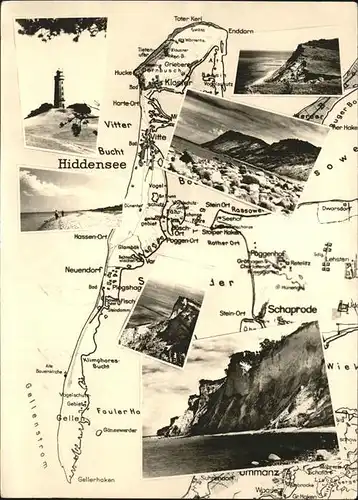 Insel Hiddensee uebersichtskarte Insel Hiddensee Kat. Insel Hiddensee
