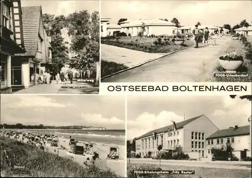 Boltenhagen Ostseebad Mittelweg FDGB Urlauberdorf Strand FDGB Erholungsheim Fritz Reuter Kat. Ostseebad Boltenhagen