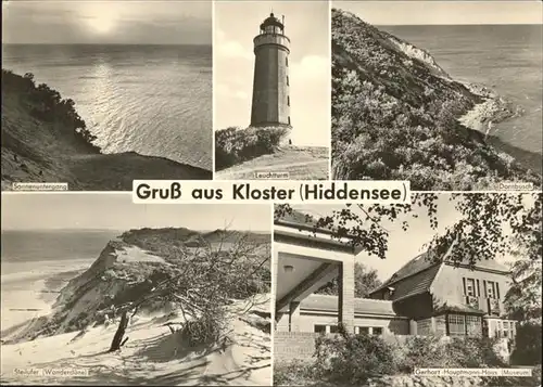Kloster Hiddensee Sonnenuntergang Leuchtturm Dornbusch Steilufer Wanderduene Gerhart Hauptmann Haus Museum Kat. Insel Hiddensee