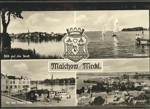 Malchow Fleesensee Drehbruecke Teilansicht Stadtwappen Kat. Malchow Mecklenburg