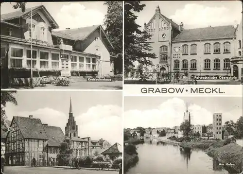 Grabow Mecklenburg Hafen Steindamm Kreiskulturhaus Polytechn. Oberschule Kat. Grabow Mecklenburg