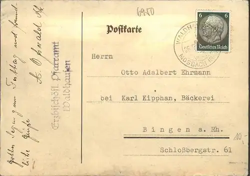 Waldhausen Buchen Erzbischoefliches Pfarram Taufzeugnis Otto Ehrmann Kat. Buchen (Odenwald)