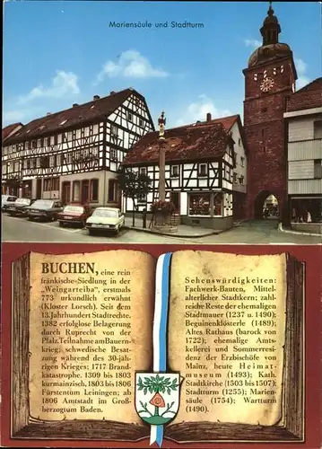 Buchen Odenwald Mariensaeule Stadtturm / Buchen (Odenwald) /Neckar-Odenwald-Kreis LKR