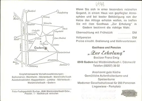 Gadern Gasthaus Pension Zur Erholung Kat. Wald-Michelbach